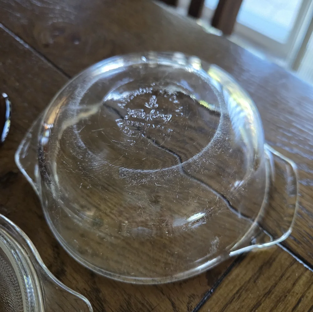 Vintage Anchor Hocking 12oz Ovenware Clear And Amber 1 Lid #472